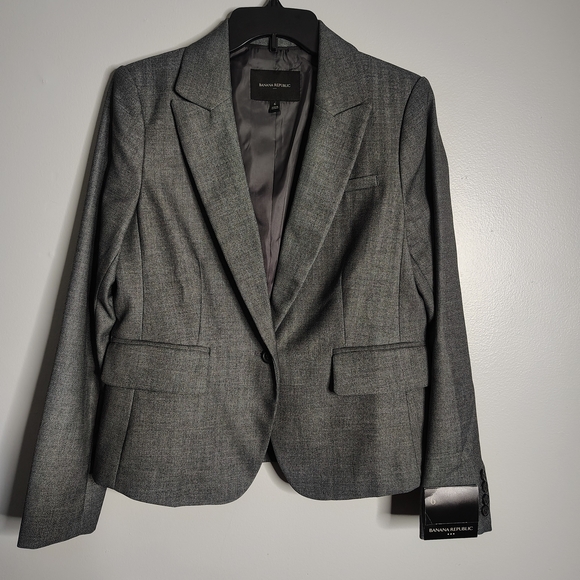 Banana Republic Charcoal Gray Blazer Suit Women Size 6 Stretch Workwear NEW - Picture 4 of 12